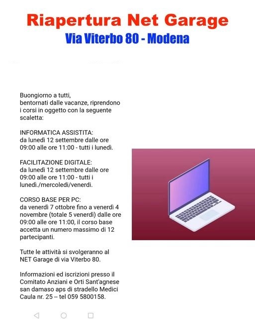 Modena corsi informatica net garage 2022